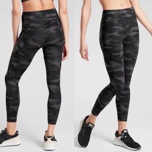 Athleta Black & Gray Camo High-Rise Leggings